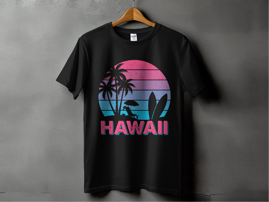 Retro Sunset Hawaii Beach Vibes T-Shirts